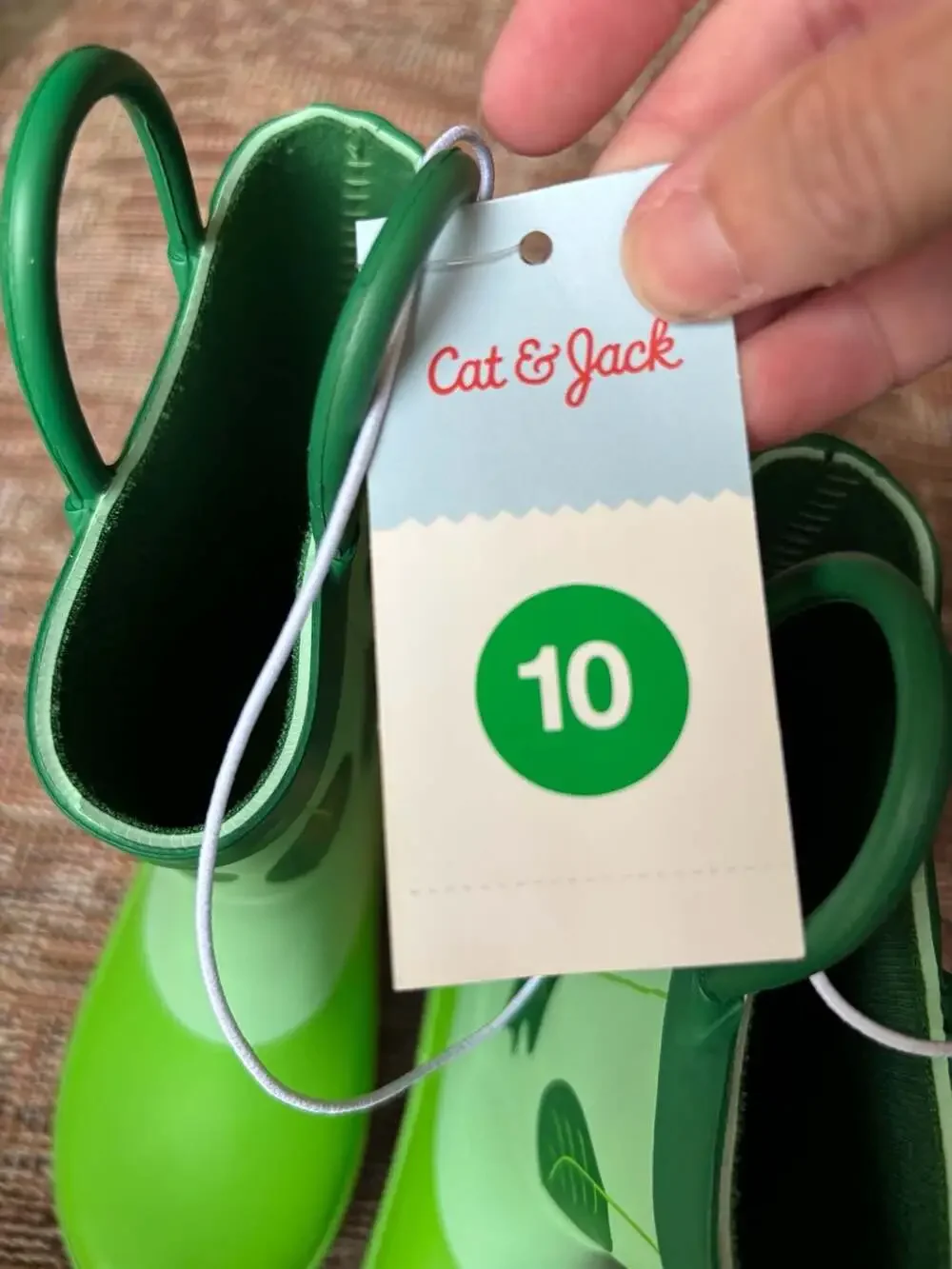 Cat & Jack Kesi Green Caterpillar Rain Boots Size 10